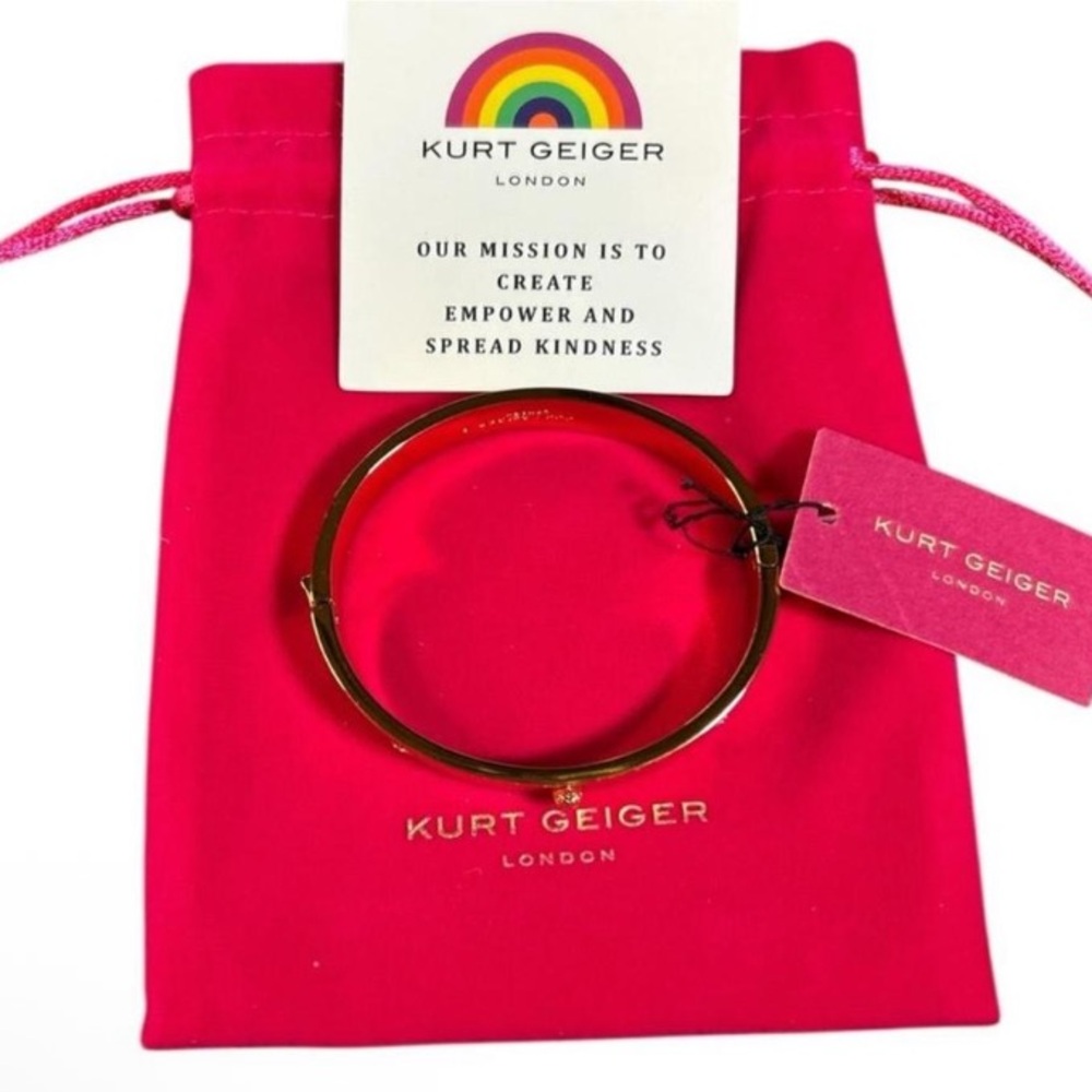 NWT Kurt Geiger London Gold Eagle Crystal Hinged Bangle Designer Statement - Picture 2 of 8